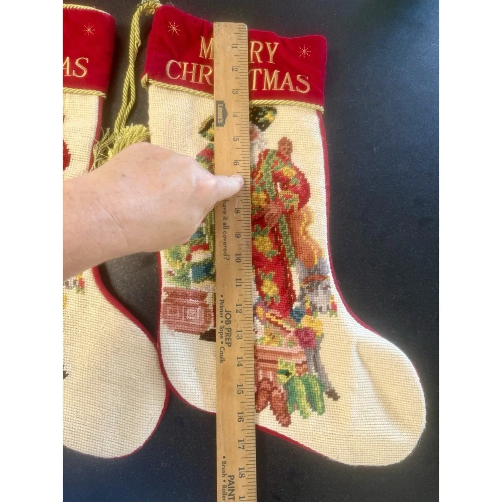 Dillard's Needlepoint Hand Embroidered Christmas Mexican Sombrero Santa Vintage